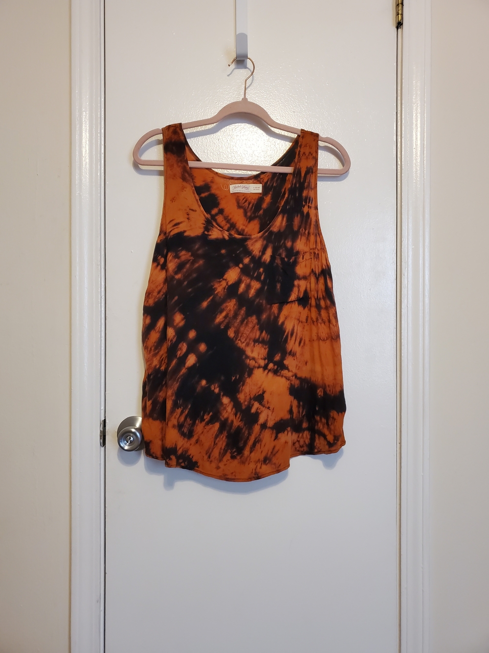 Faded Glory Women's Orange & Black Tie-Dye Tank Top